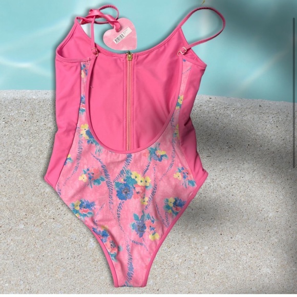 NWT LoveShackFancy X Beach Riot Swimsuit - Cheryl One Piece Hints of Hibiscus - - Picture 3 of 5
